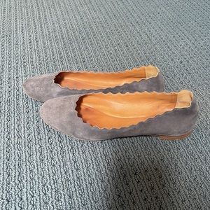 Chloe Lauren Scalloped Leather Ballet Flats - Authentic